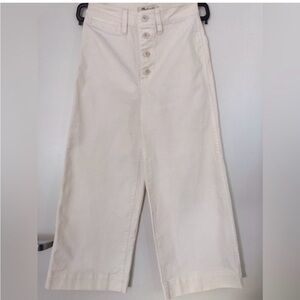 Madewell Petite Emmett Wide Leg Crop Pants Button Off White K9889 27p